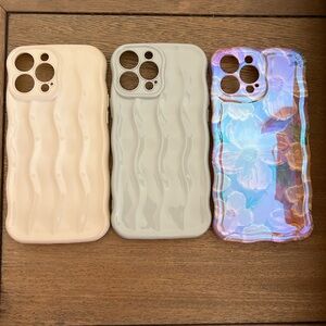 Cream, Gray, and Iridescent Phone Case Set Of Three
